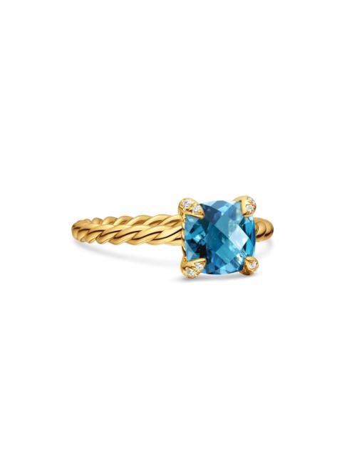 DAVID YURMAN Women's Chatelaine Ring in 18K Yellow Gold with Pavé Diamonds - Hampton Blue Topaz