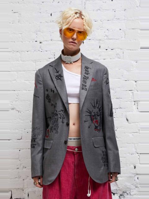 R13 EMBROIDERED SPORT BLAZER - GREY