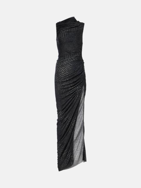 Svita printed ruched jersey gown