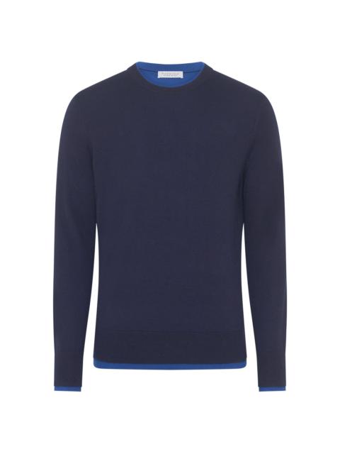GABRIELA HEARST Wells Reversible Knit Sweater in Electric Navy & Cobalt Cashmere Silk