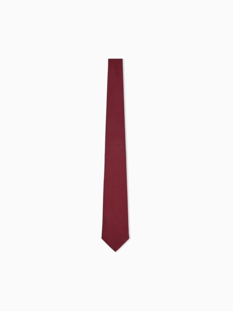 EMPORIO ARMANI SILK NECKTIE WITH A SUBTLE HERRINGBONE PATTERN