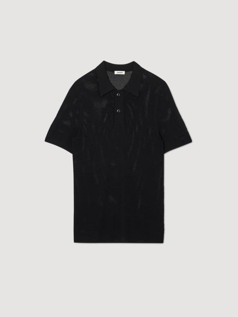 Sandro Openwork knit polo shirt