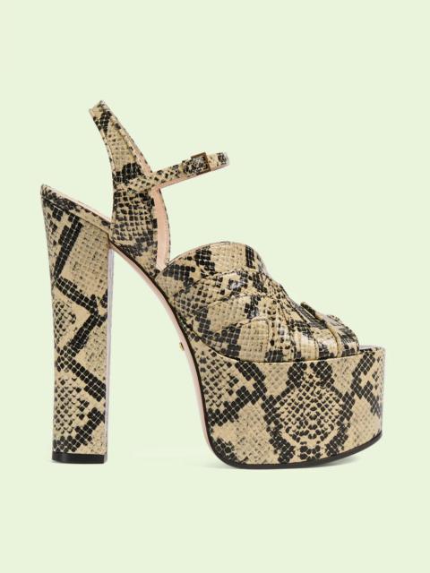 Women's python print platform sandal