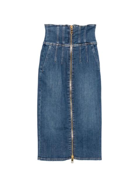 ELISABETTA FRANCHI zip-fastening high-waisted midi skirt