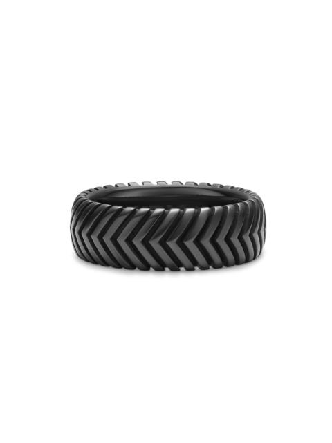 DAVID YURMAN Men's Chevron Band Ring in Black Titanium, 8MM - Black