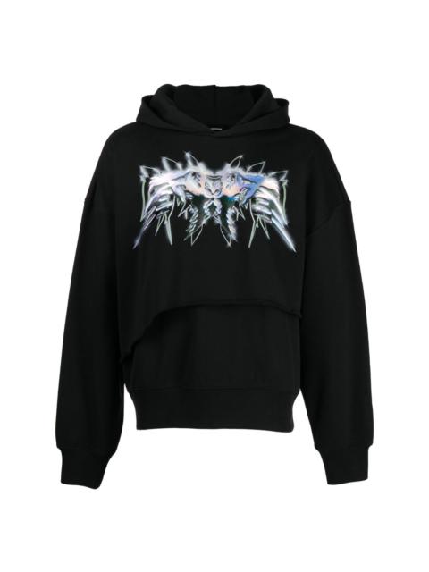 graphic-print ripped hoodie