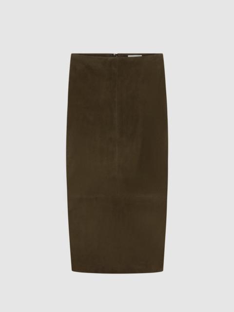 ST. AGNI Suede Column Skirt - Khaki