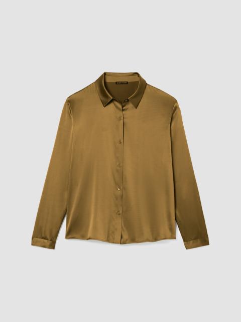 EILEEN FISHER Stretch Silk Charmeuse Classic Collar Shirt
