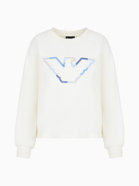 EMPORIO ARMANI Double-jersey crew-neck sweatshirt with eagle