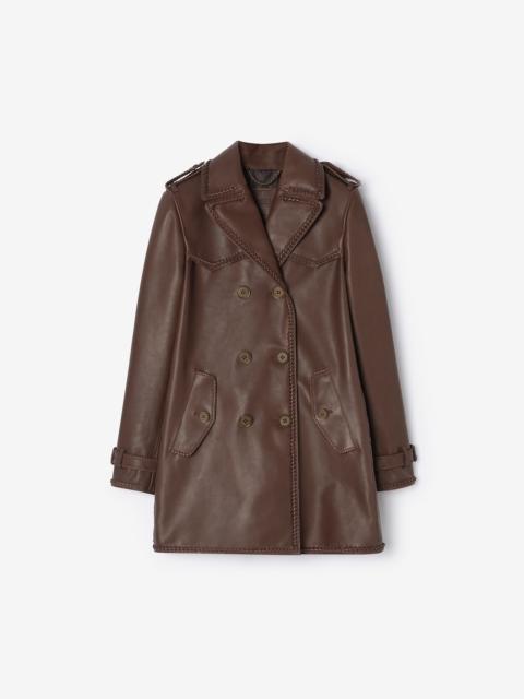 Burberry Short Fringed Leather Trench Coat