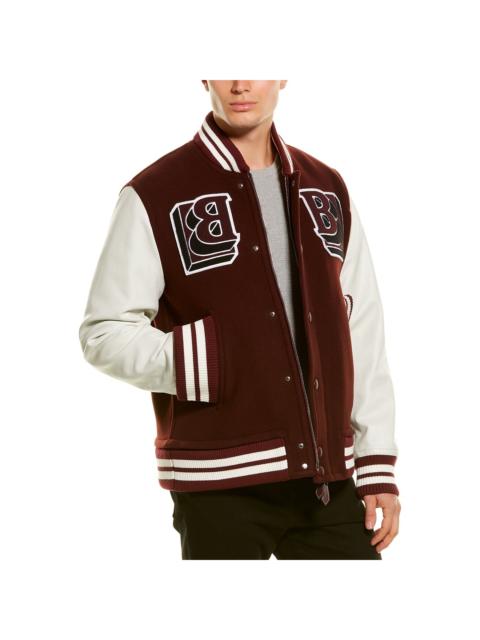 Burberry Burberry Leather-Trim Wool-Blend Bomber Jacket