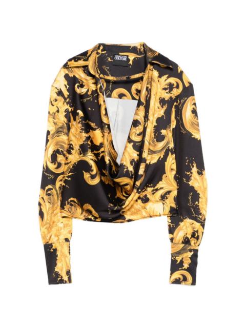 VERSACE JEANS COUTURE cowl-neck baroque-print blouse