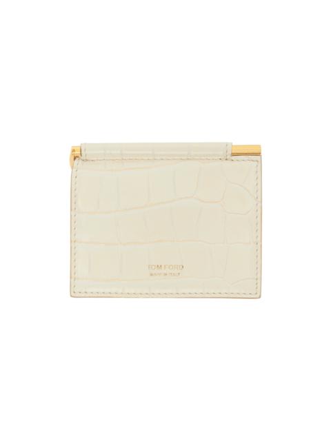 Off-White Shiny Croc Folding Money Clip Card Holder