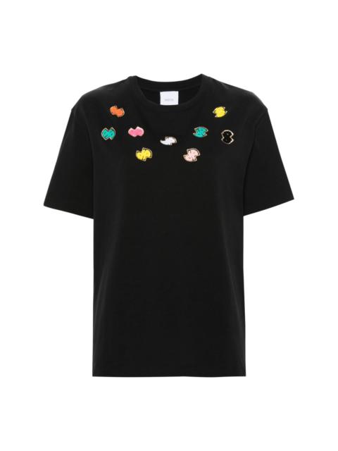 motif-embroidered cotton T-shirt