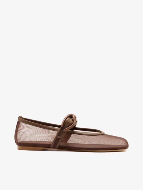 Larroudé Verona Mesh Ballet Flat Burnt Umber Leather