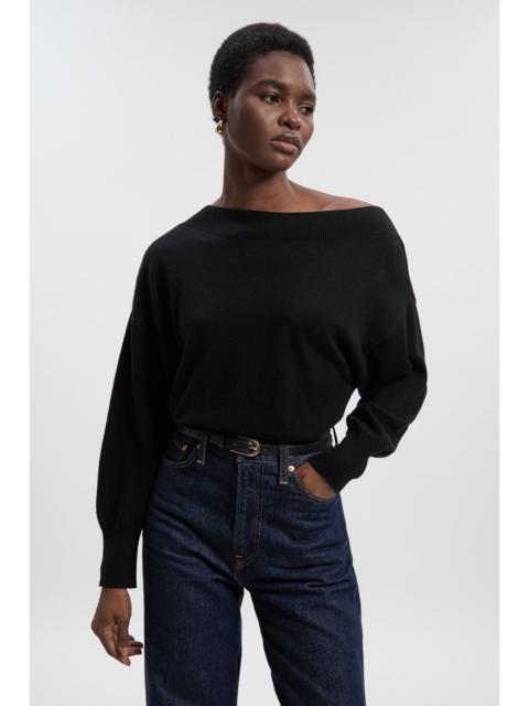 KAREN MILLEN Cashmere Blend Off The Shoulder Knit Top