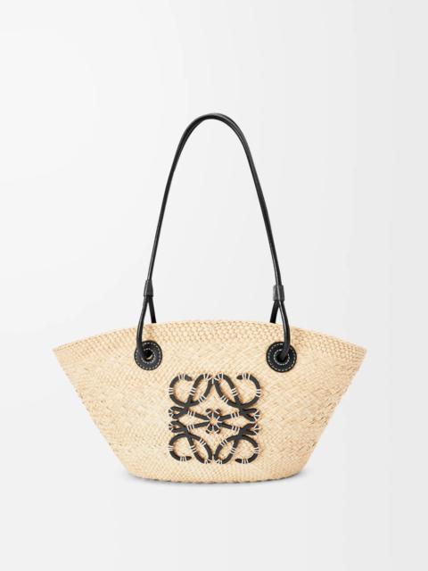 Loewe Small Anagram Basket bag in iraca palm and calfskin