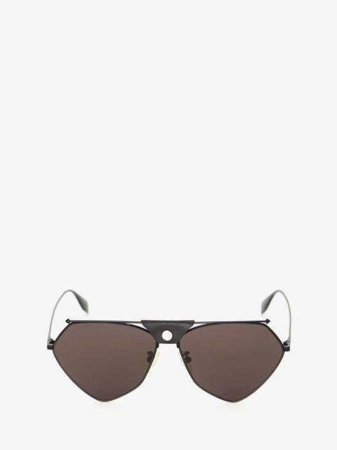 Alexander McQueen Top Piercing Sunglasses in Black/grey