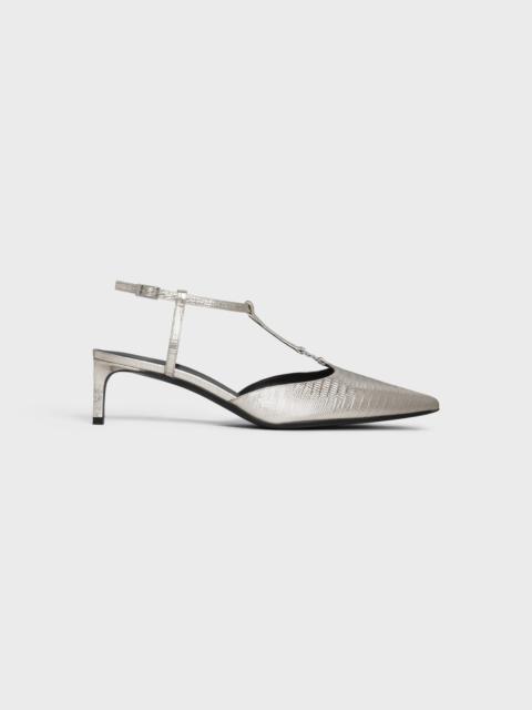 CELINE CELINE KITTEN T-BAR STRAP PUMP in Lizard stamped metalized calfskin