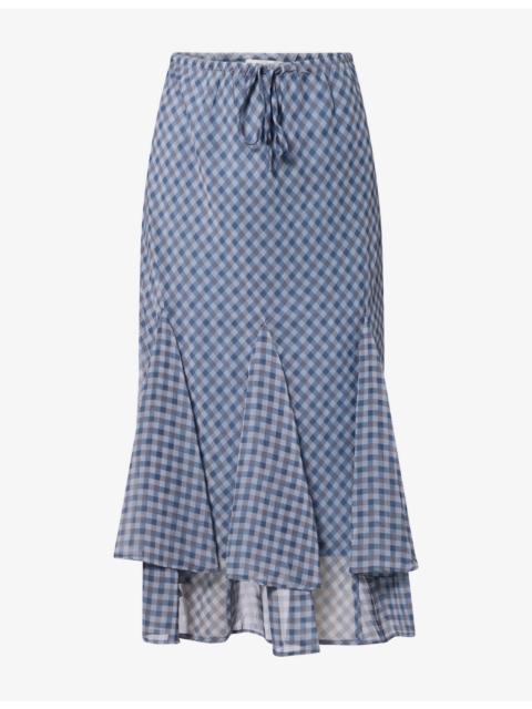DAMSON MADDER. Rida Check-Print Crepe Midi Skirt
