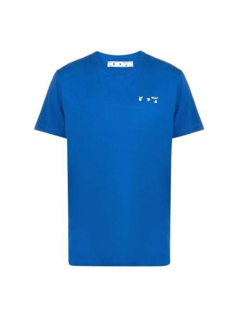 Off-White Off-White SS21 Chest Logo Printing Round Neck Short Sleeve Ordinary Version Blue OMAA027S21JER003450