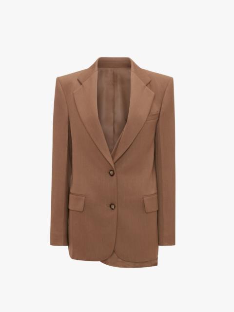 Victoria Beckham Asymmetric Double Layer Jacket In Fawn