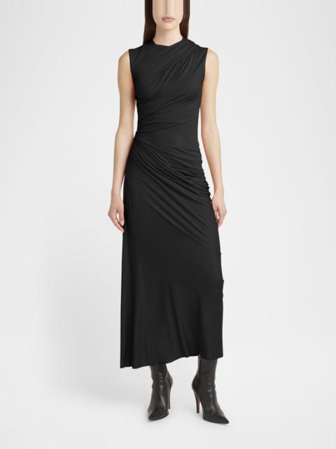 Alexander McQueen Sleeveless Draped Silk Jersey Midi Dress