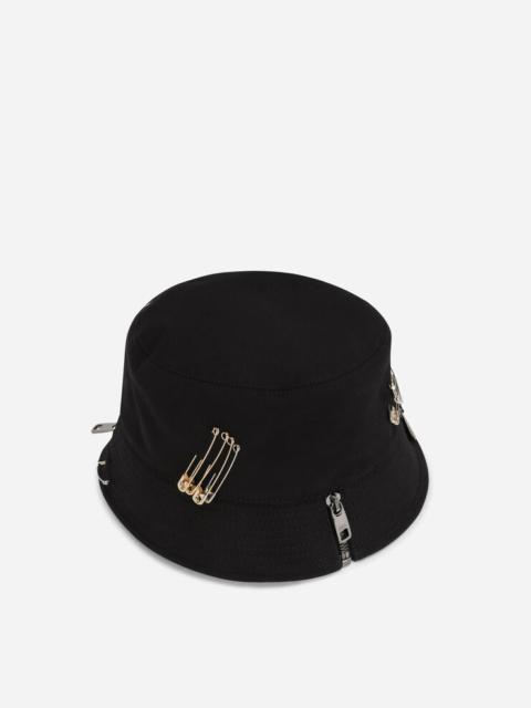 Dolce & Gabbana Cotton bucket hat with safety pins and DG patch