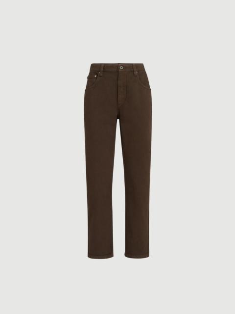Brunello Cucinelli Dyed denim five-pocket straight trousers with shiny bartack