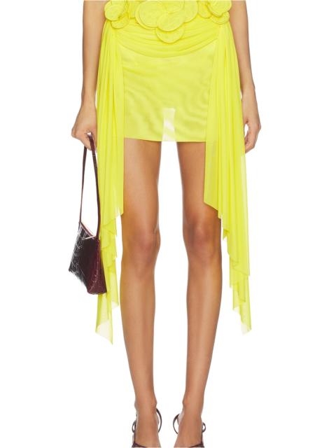 David Koma 3D Lace Flower Embroidery Detail Ruched Mini Skirt