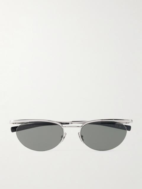SAINT LAURENT Oval-Frame Silver-Tone Sunglasses