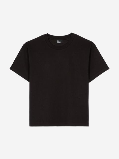 The Kooples STRAIGHT BLACK COTTON-BLEND T-SHIRT