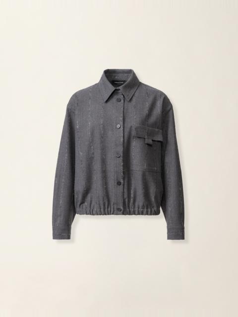 FABIANA FILIPPI Pinstriped flannel bomber-style shirt