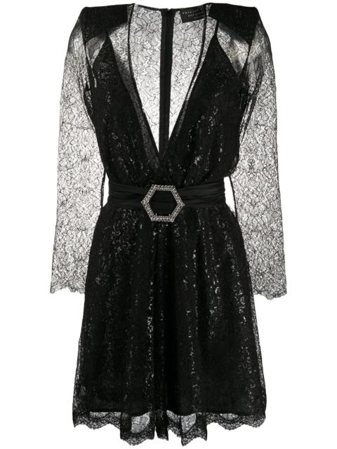 PHILIPP PLEIN logo-buckle mini dress
