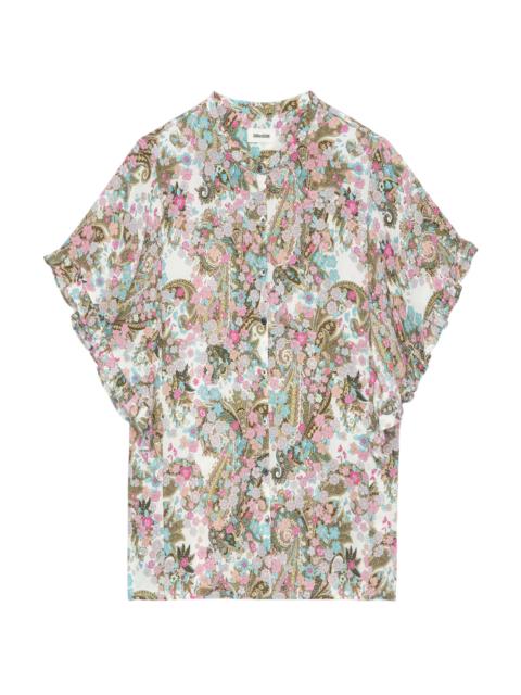 Zadig & Voltaire Women's Floral Flutter-Sleeve Blouse - Deep Parme