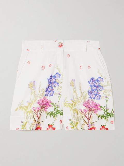 Charo Ruiz Pansy Guipure Lace-trimmed Floral-print Cotton-blend Voile Shorts
