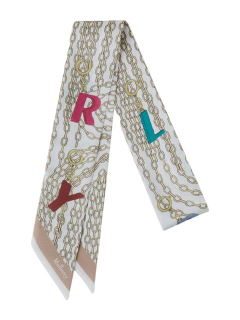 Mulberry Charms & Chains Skinny Scarf Recycled Polyester (Ecru & Maple)