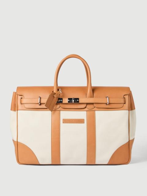 Brunello Cucinelli Grained calfskin and cowhide country bag