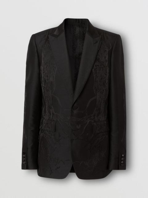 Burberry English Fit Wool Silk Blend Jacquard Tailored Jacket