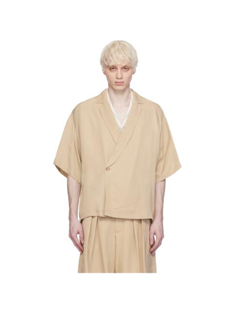 KING & TUCKFIELD Taupe Notch Collar Wrap Shirt