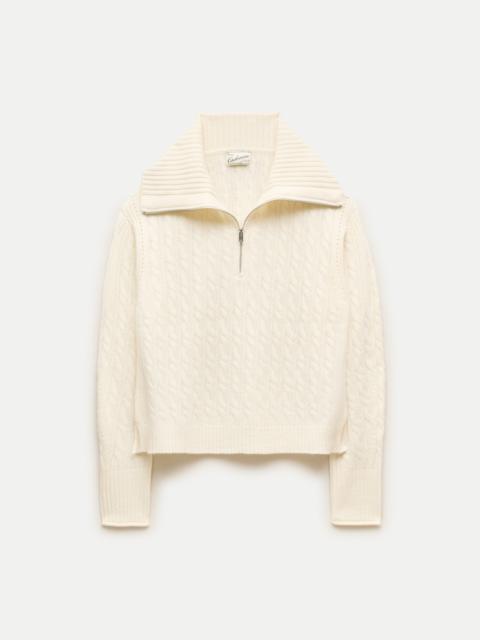 J.CREW Cashmere quarter-zip sweater in cable knit