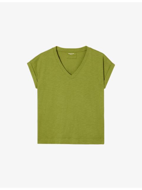 WHISTLES Willa V-Neck Cotton-Jersey T-Shirt