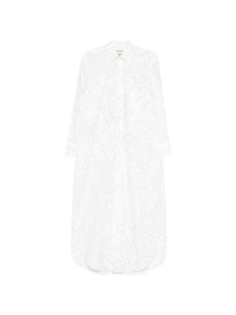 Plan C floral-pattern shirt midi dress