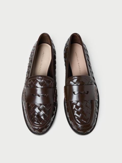 LOEFFLER RANDALL Rachel Espresso Woven Leather Loafer