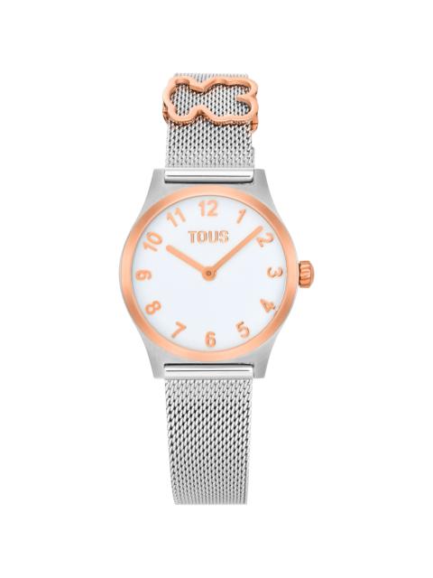 TOUS Analog Watch with steel bracelet, rose-colored steel motif and mother-of-pearl face TOUS EPIC ICON K