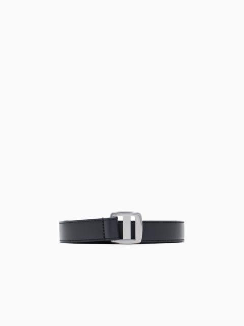 GIORGIO ARMANI SMOOTH LEATHER BELT WITH A DOUBLE RECTANGULAR METAL LOOP