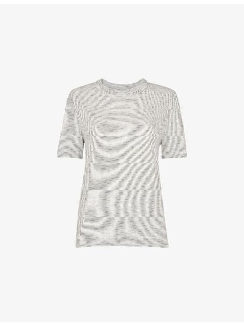 WHISTLES Rosa Double-Trim Regular-Fit Striped Cotton T-Shirt