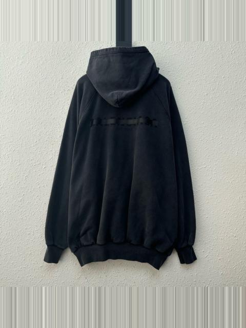 BALENCIAGA Balenciaga Grey Strikethrough Tape Logo Washed Hooded Sweater