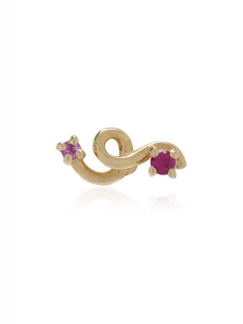 BEA BONGIASCA Mini Loop 9K Yellow Gold Ruby, Sapphire Single Earring gold