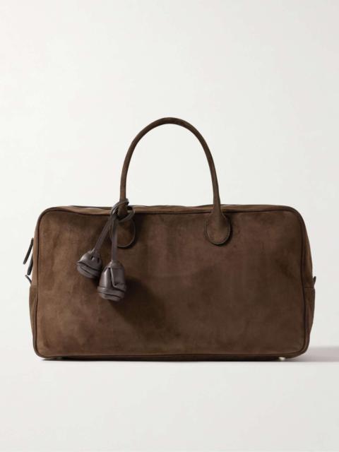 Brigitte large leather-trimmed suede tote